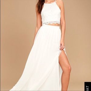 Never worn! White lace two piece maxi dress